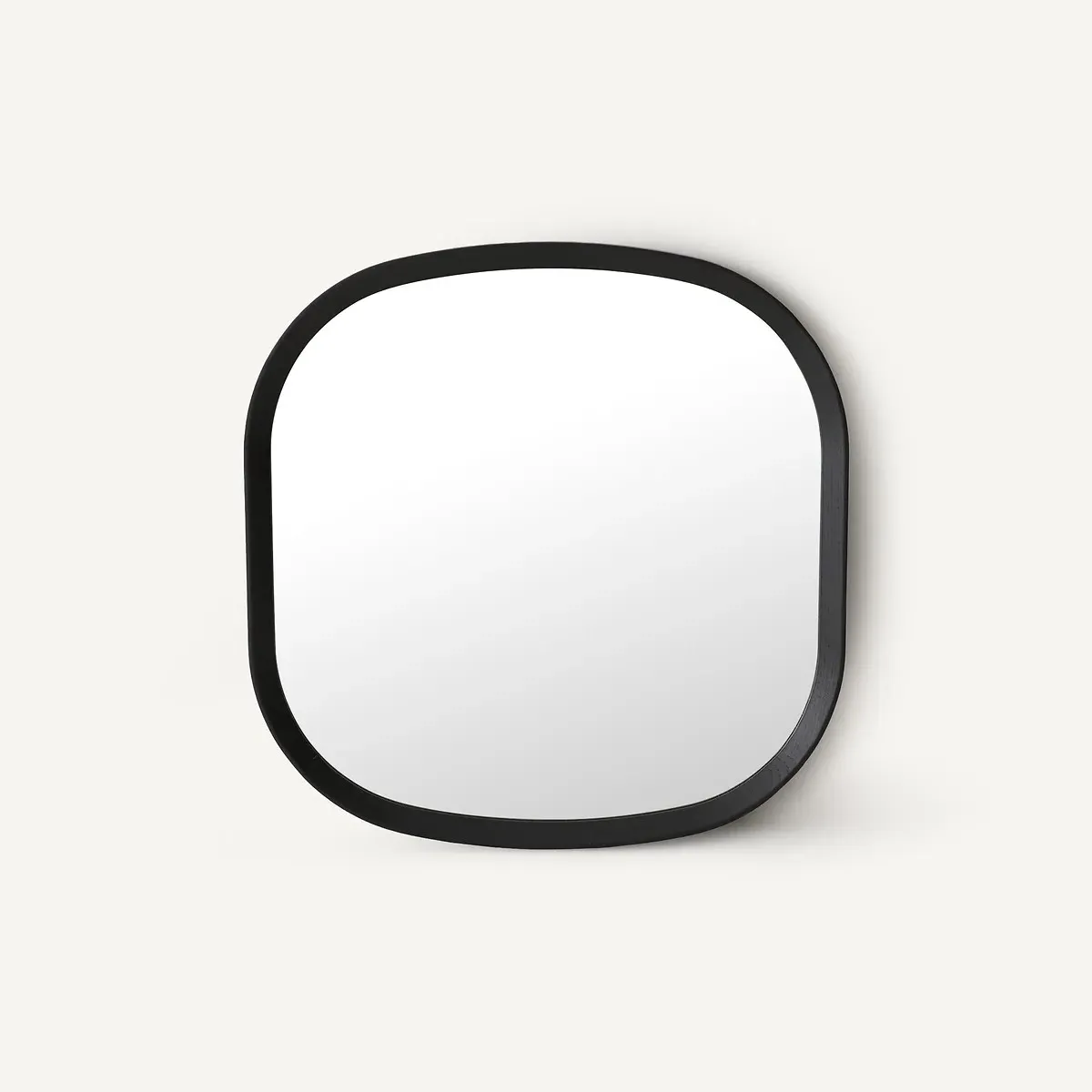 Orion Square Wall Mirror Bevelled Edge - Black, Solid Oak product