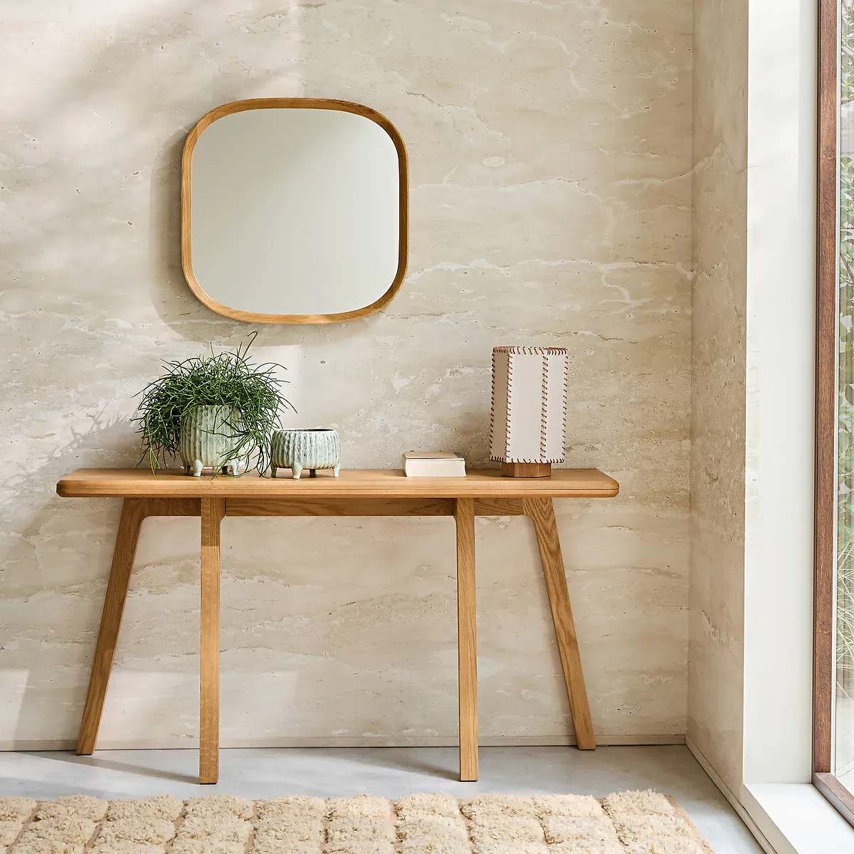 Orion Square Wall Mirror - Natural, Solid Oak alternate view