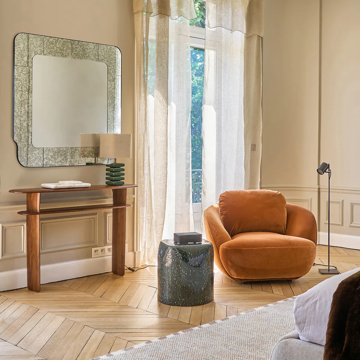 Oris Square Wall Mirror Antique Finish - Black, Glass alternate view