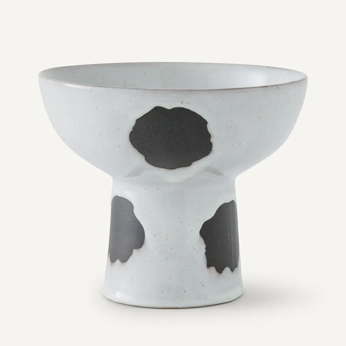 Otico Spotted Ceramic Pedestal Bowl - White, Black alternate view