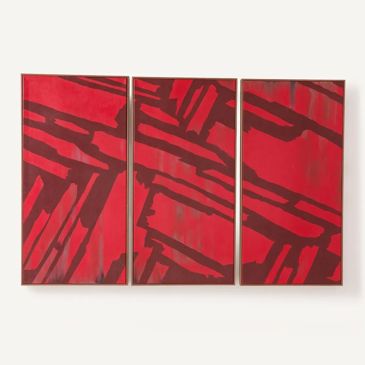 Palim Set of 3 Hand Painted Panels - Red, Linen product