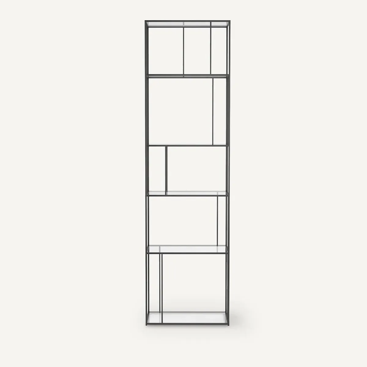 Parallel Bookcase with Glass Shelves - Black, Steel alternate view