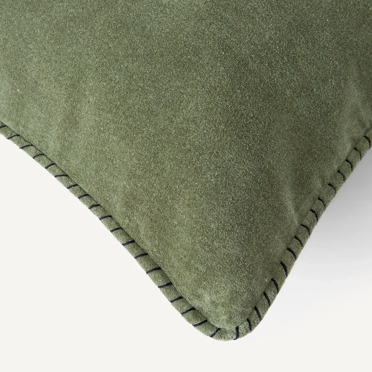 Parma Cushion Cover - Moss Green, Washed Cotton Velvet alternate view