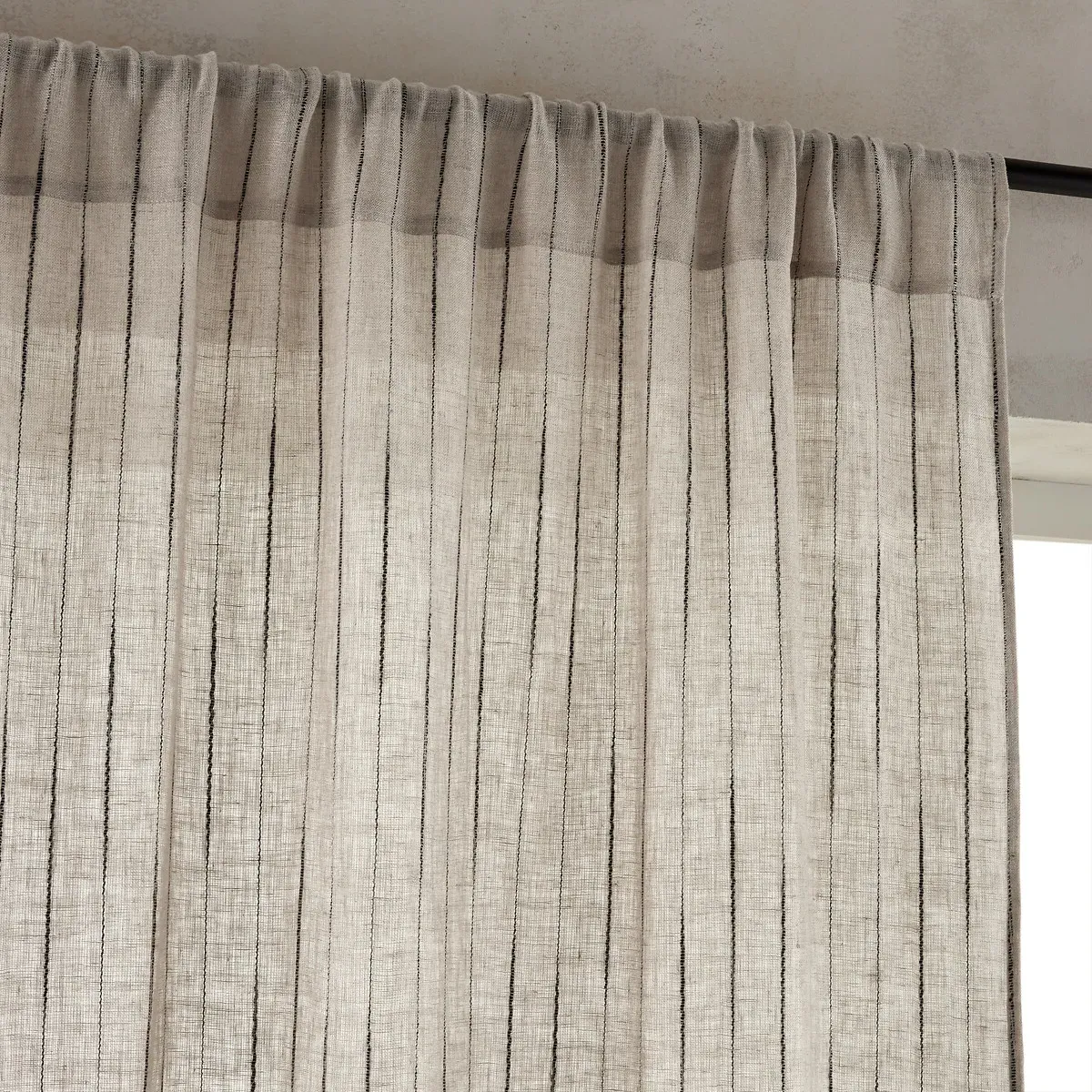Patcha Embroidered Voile Curtain - Natural, Linen alternate view