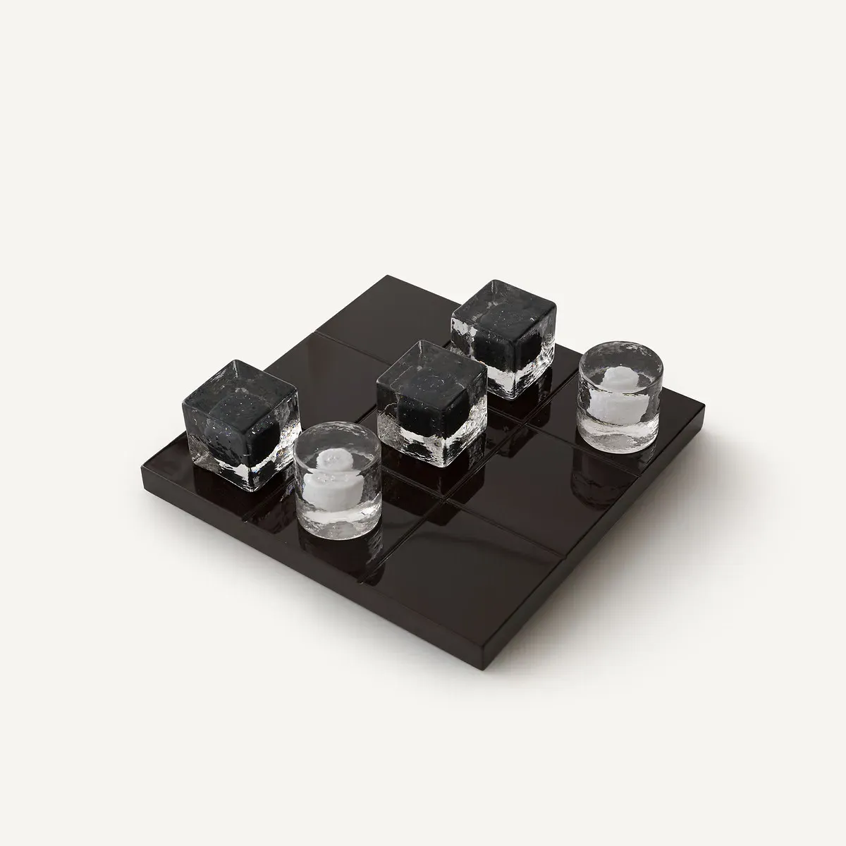 Persee Mouth-Blown Glass Tic-Tac-Toe Set - Black, White product