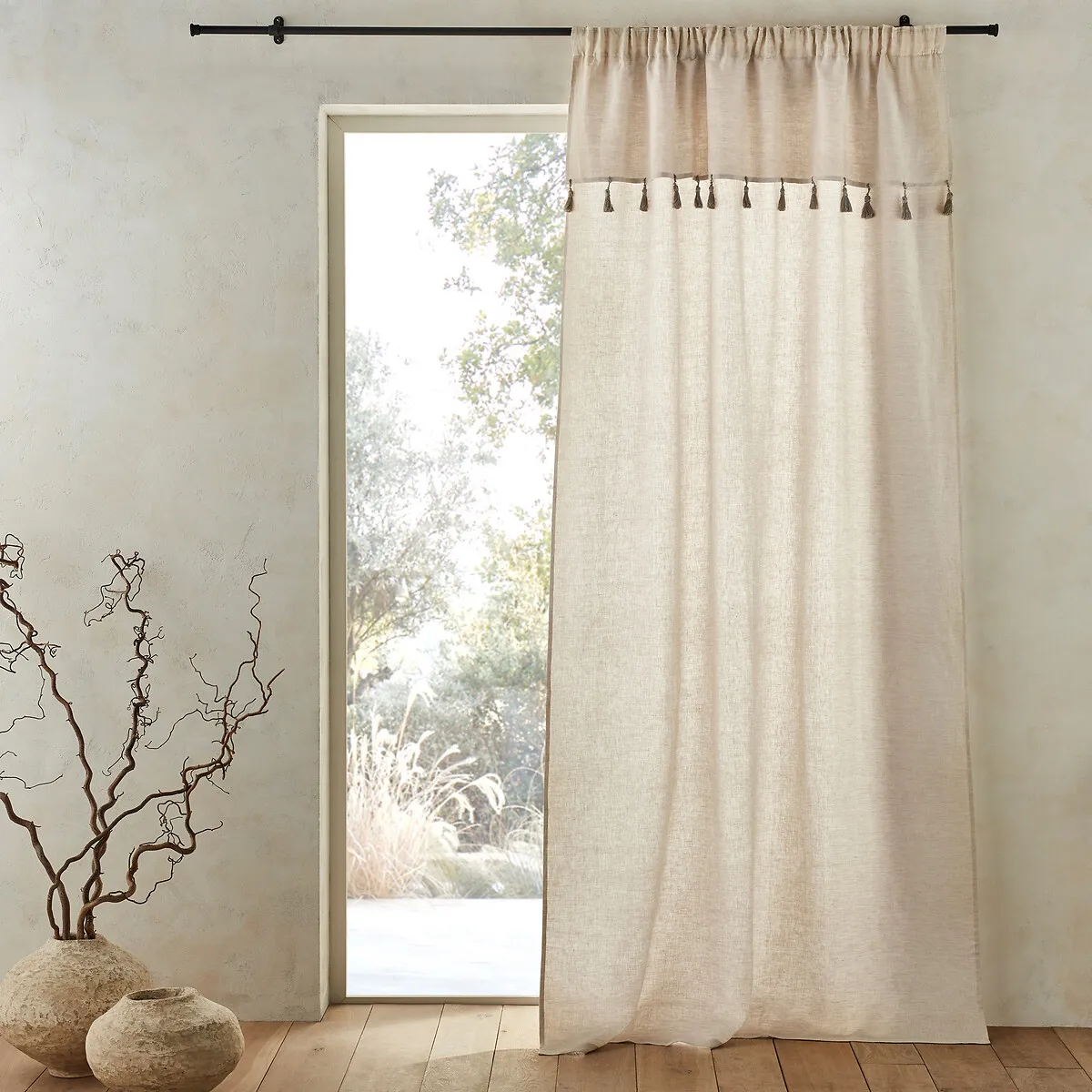 Pimppola Linen Curtain with Flemish Pleat - Natural product
