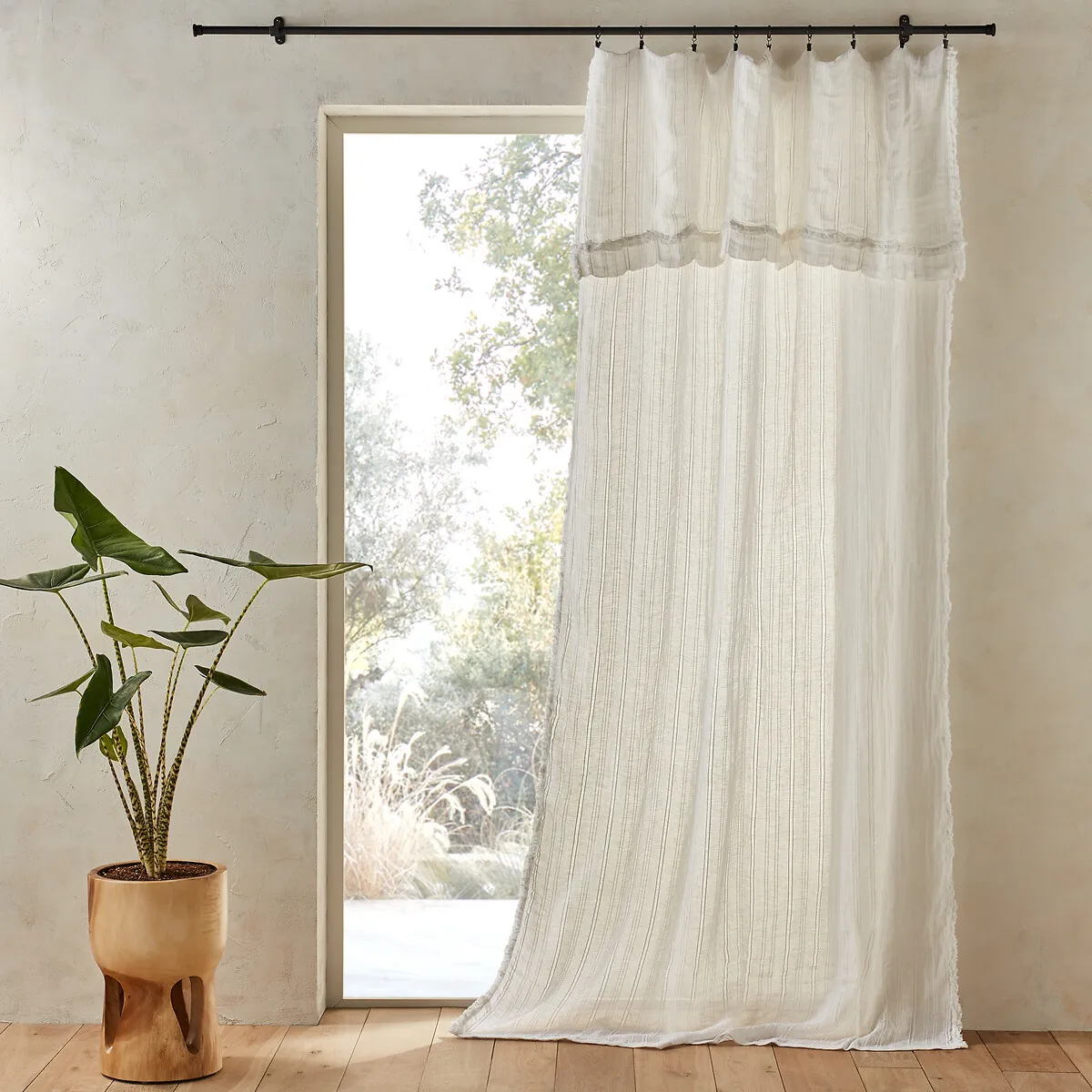 Plumaka Voile Curtain Panel - White Foam, Linen Mix product