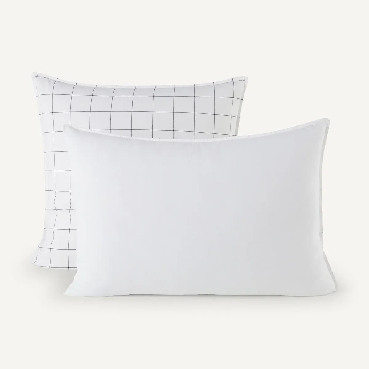 Ponlok Checked Pillowcase - White, Organic Cotton alternate view