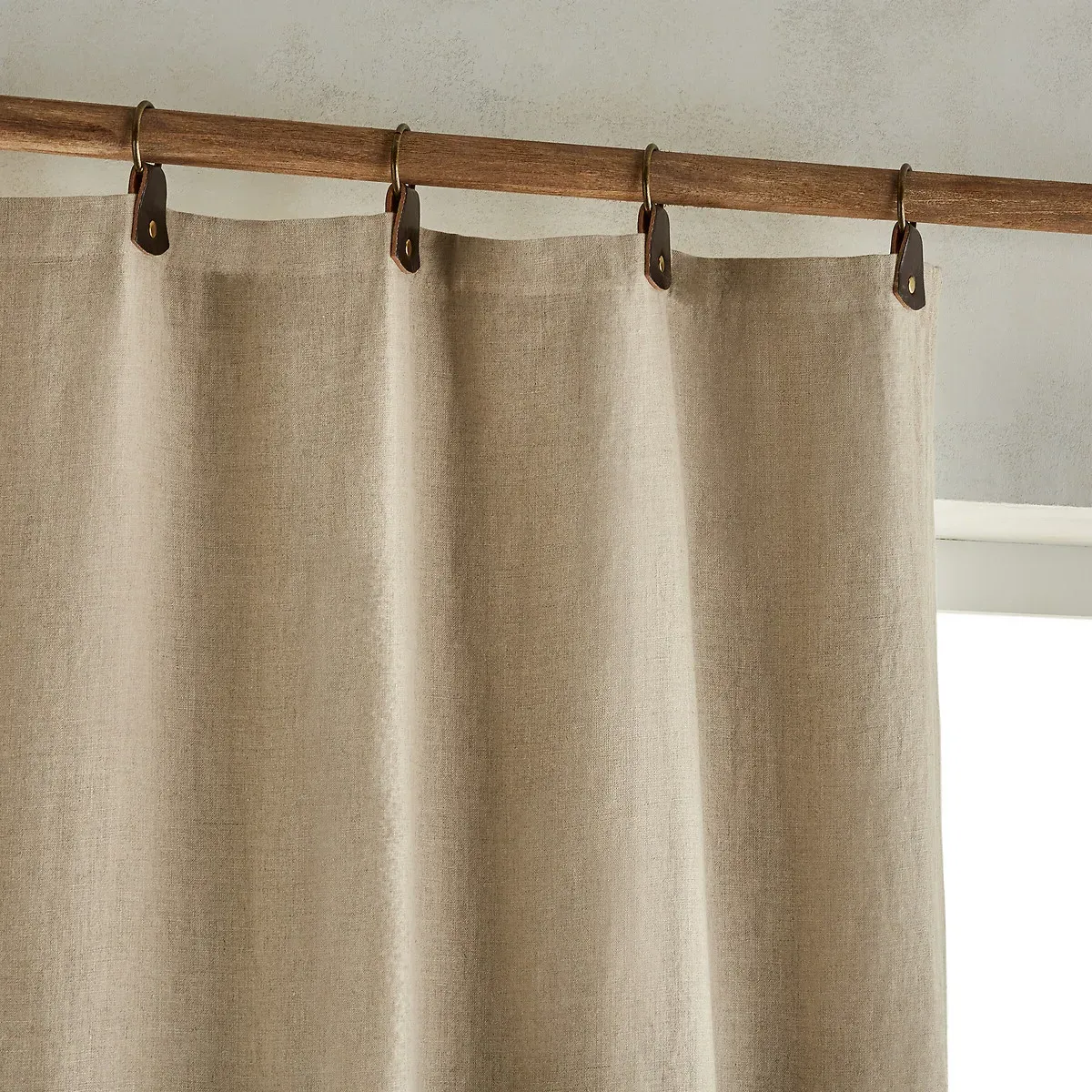 Private Blackout Washed Linen Curtain with Rings - Raw Linen product