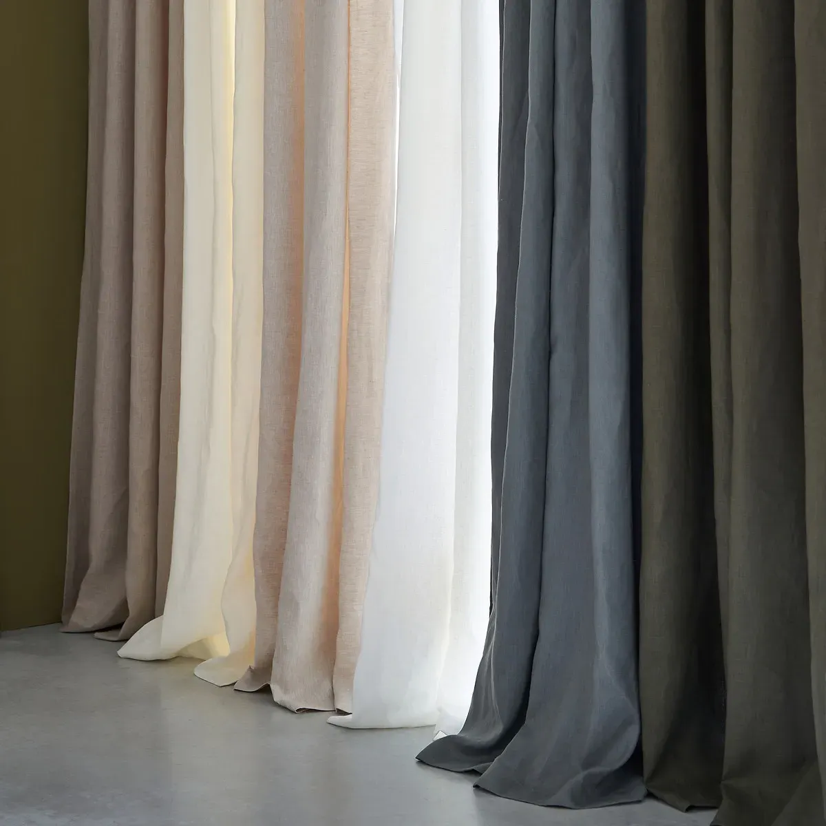 Private Lined Curtain with Concealed Tabs - Natural, Linen alternate view
