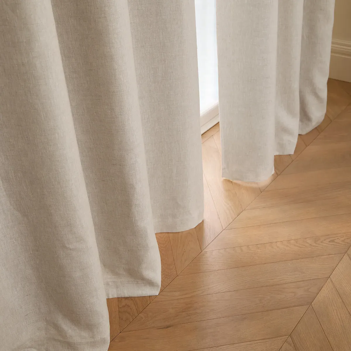 Private Washed Linen Curtain with Eyelet Header - Natural alternate view