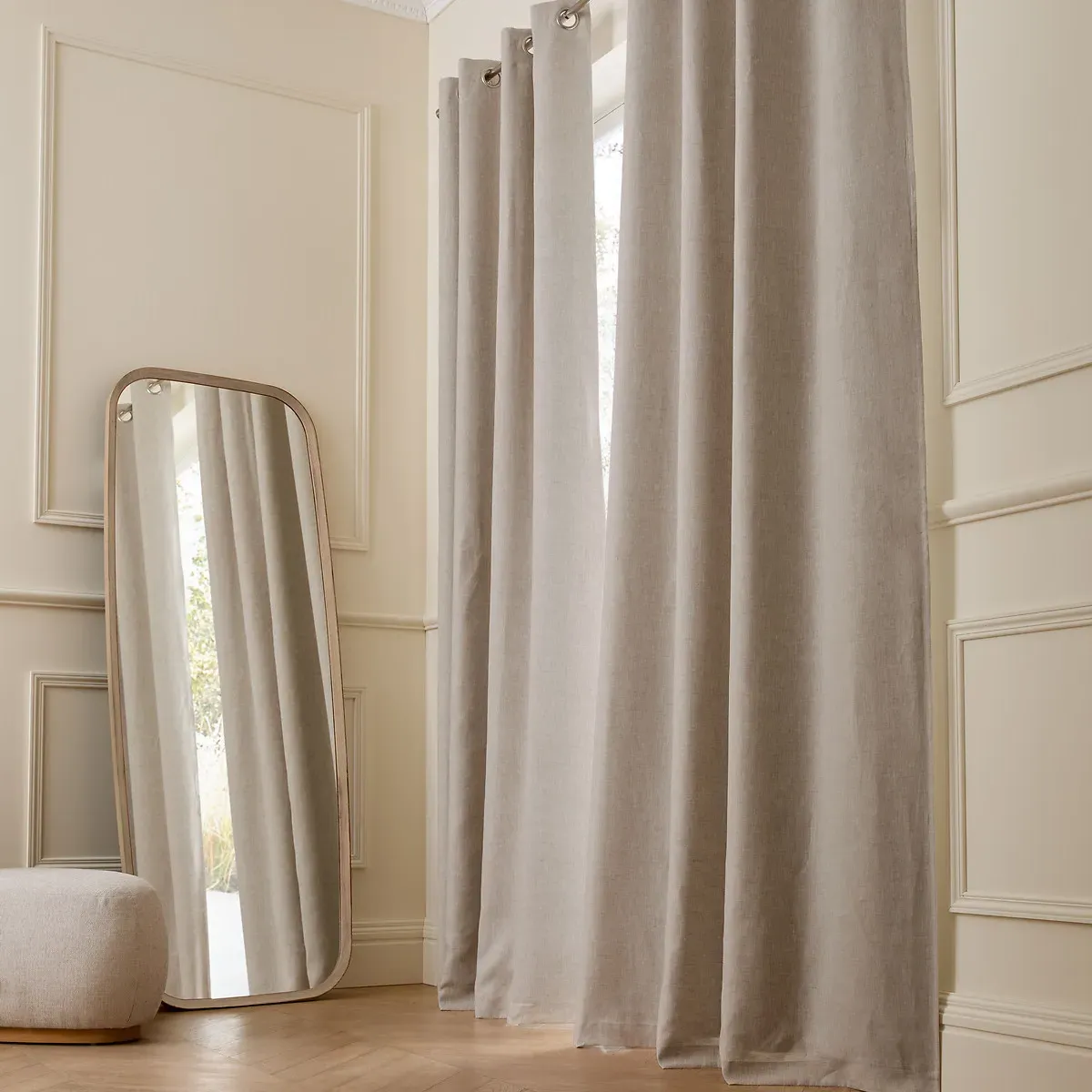 Private Washed Linen Curtain with Eyelet Header - Natural product