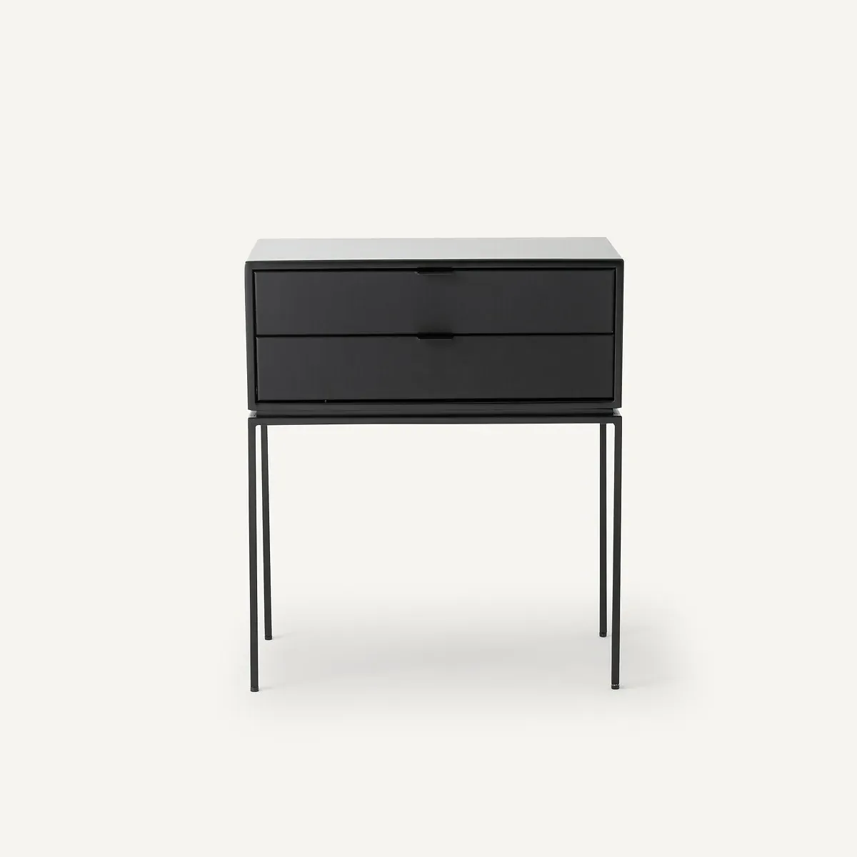 Réalto Bedside Table with 2 Drawers - Black, Leather alternate view