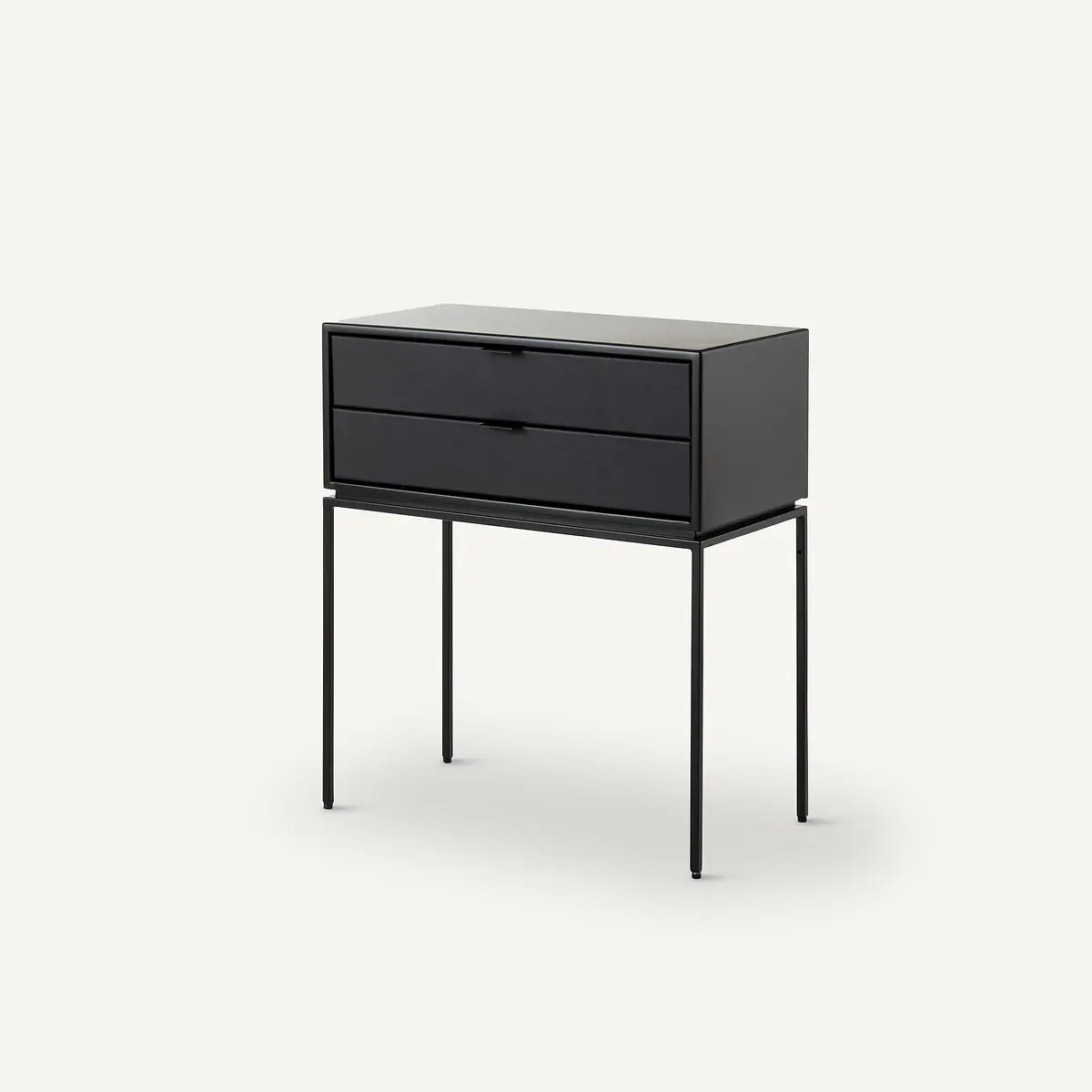 Réalto Bedside Table with 2 Drawers - Black, Leather product