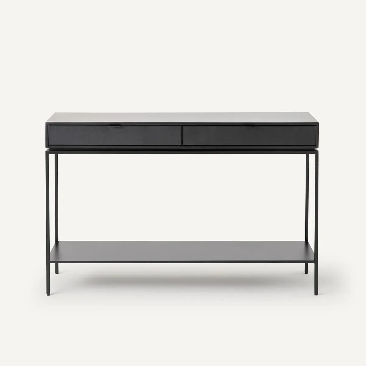 Réalto Console Table with Drawers - Black, Leather & Metal alternate view