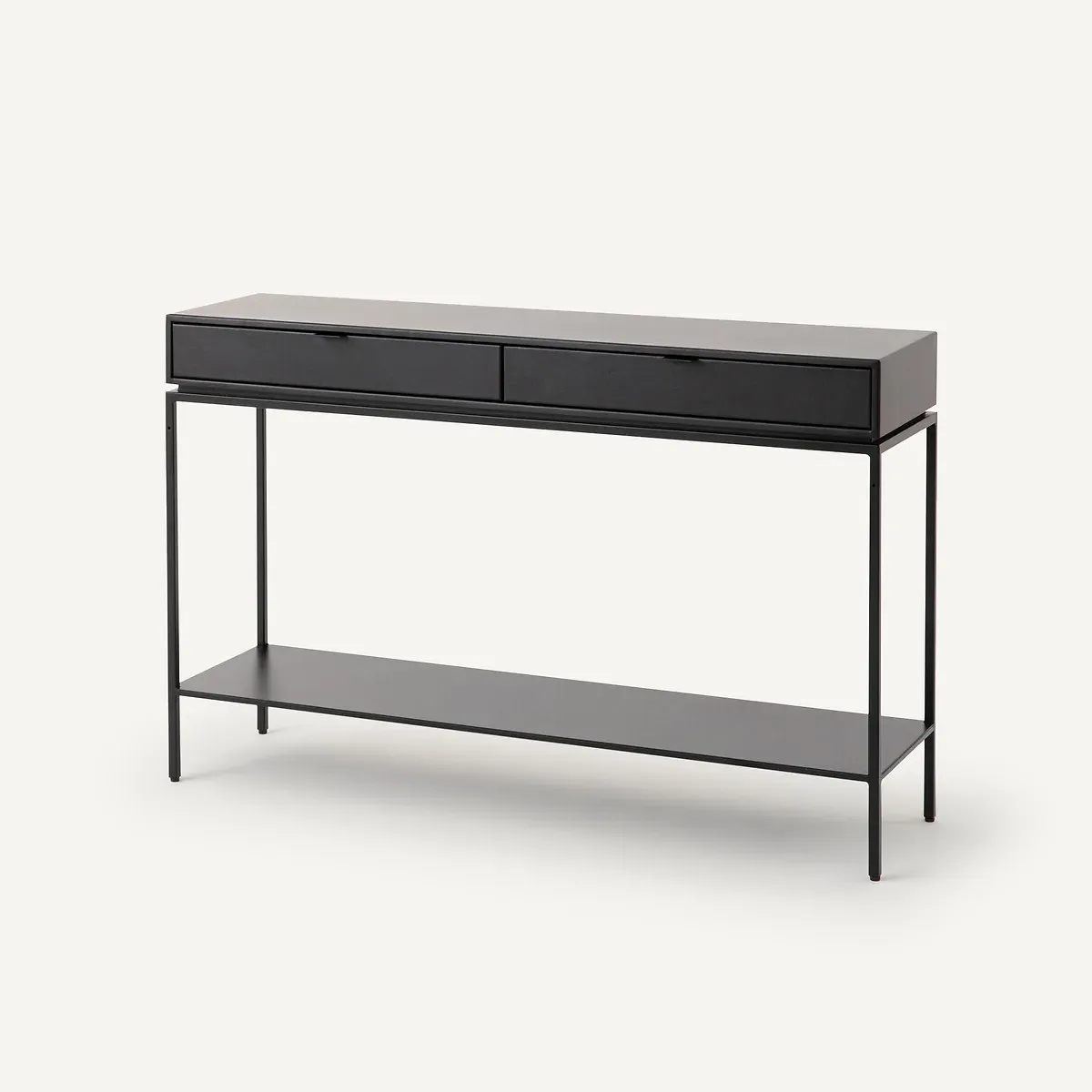 Réalto Console Table with Drawers - Black, Leather & Metal product