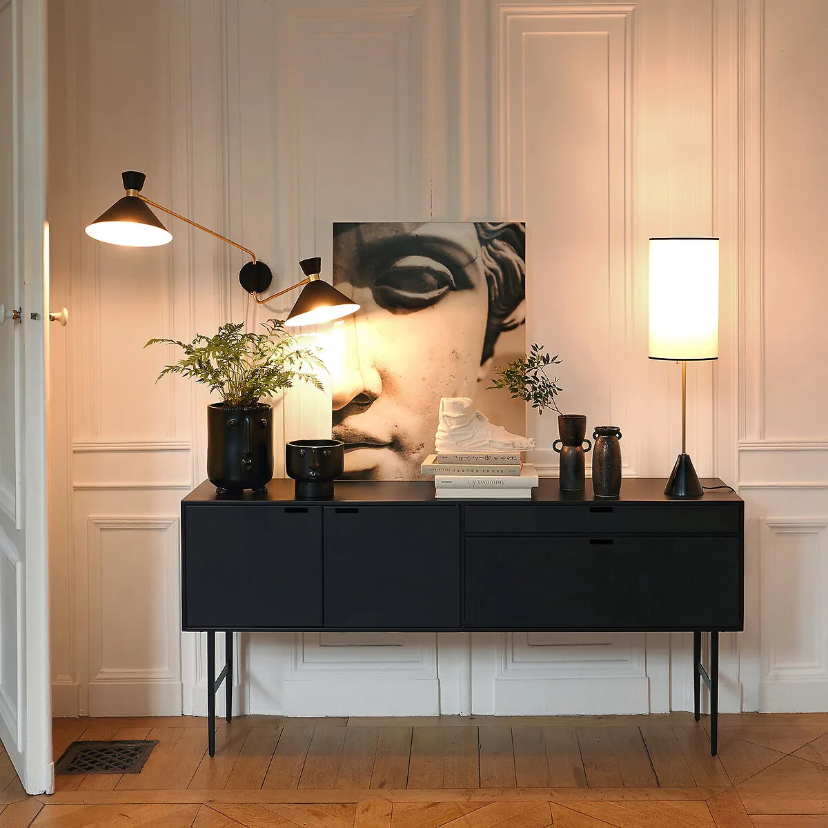 Réalto Sideboard - Black, Metal and Leather alternate view