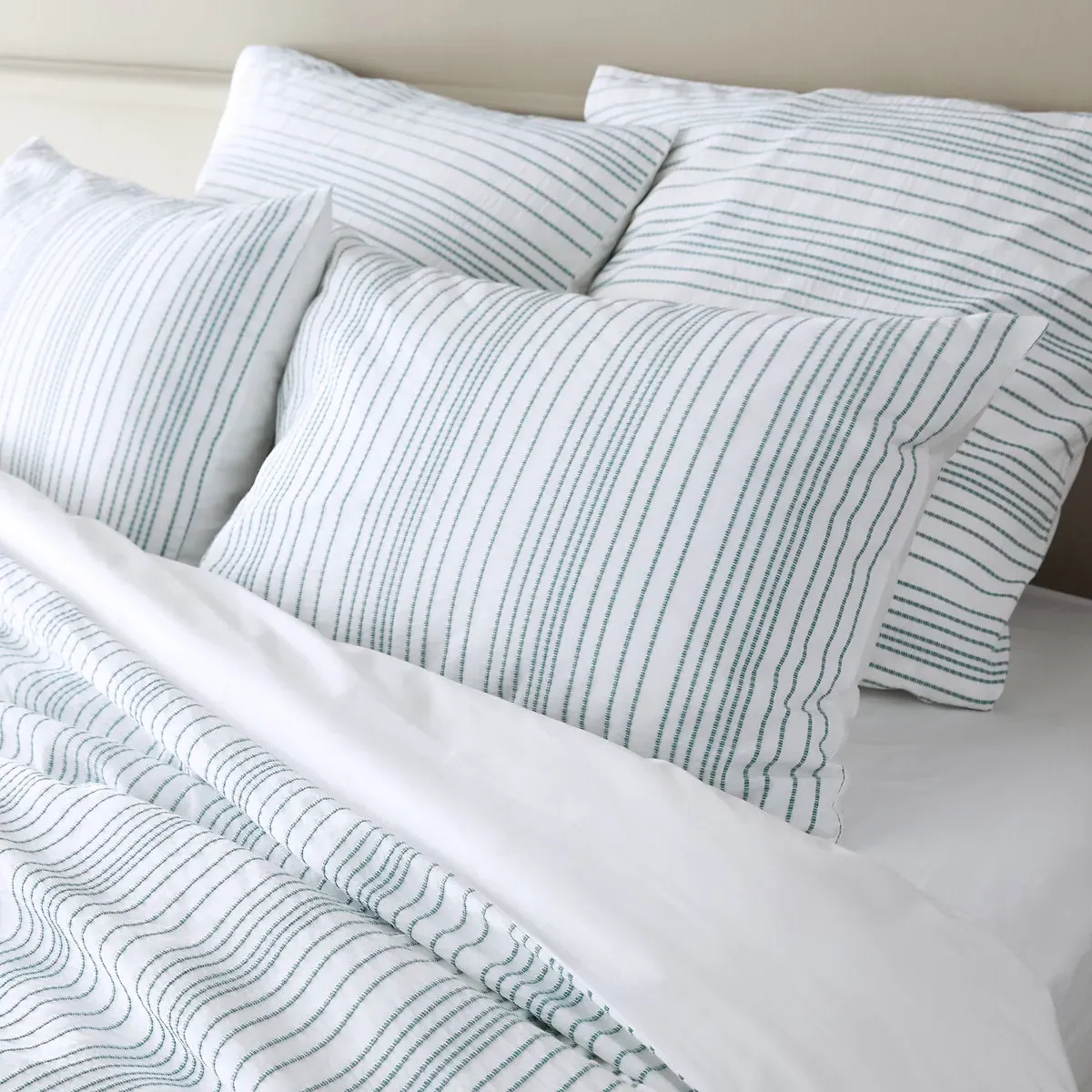 Roma Duvet Cover - Pale Green, Washed Cotton Percale alternate view