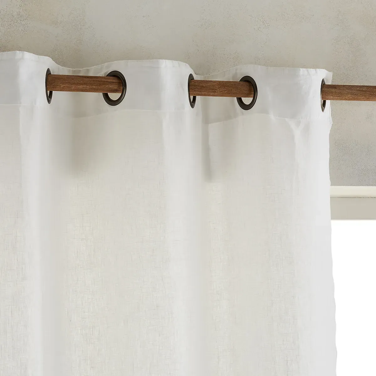 Romane Washed Linen Curtain - White alternate view