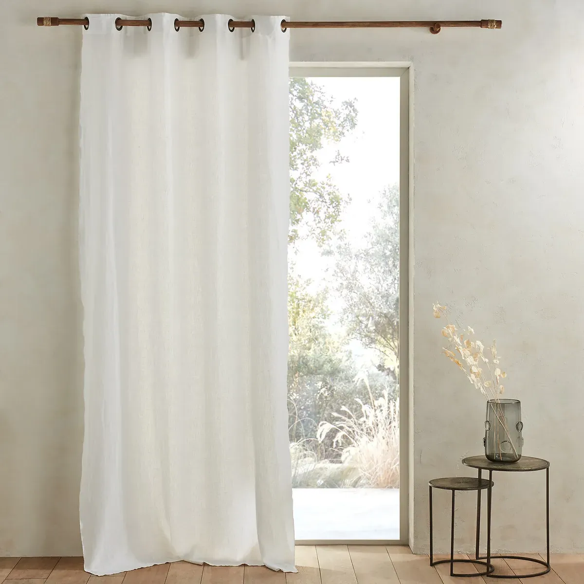 Romane Washed Linen Curtain - White product