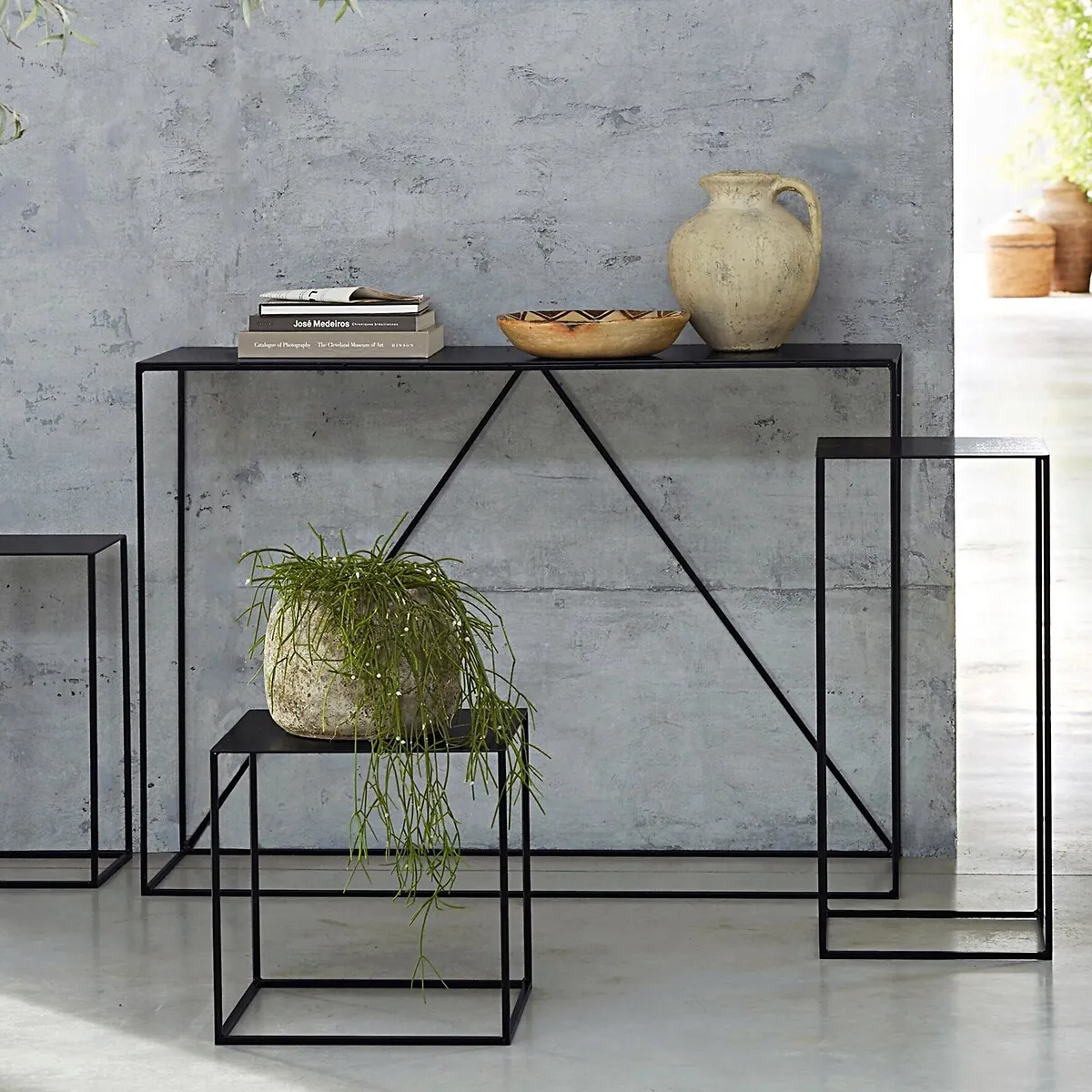 Romy Set of 2 Nesting Tables - Black, Lacquered Metal alternate view