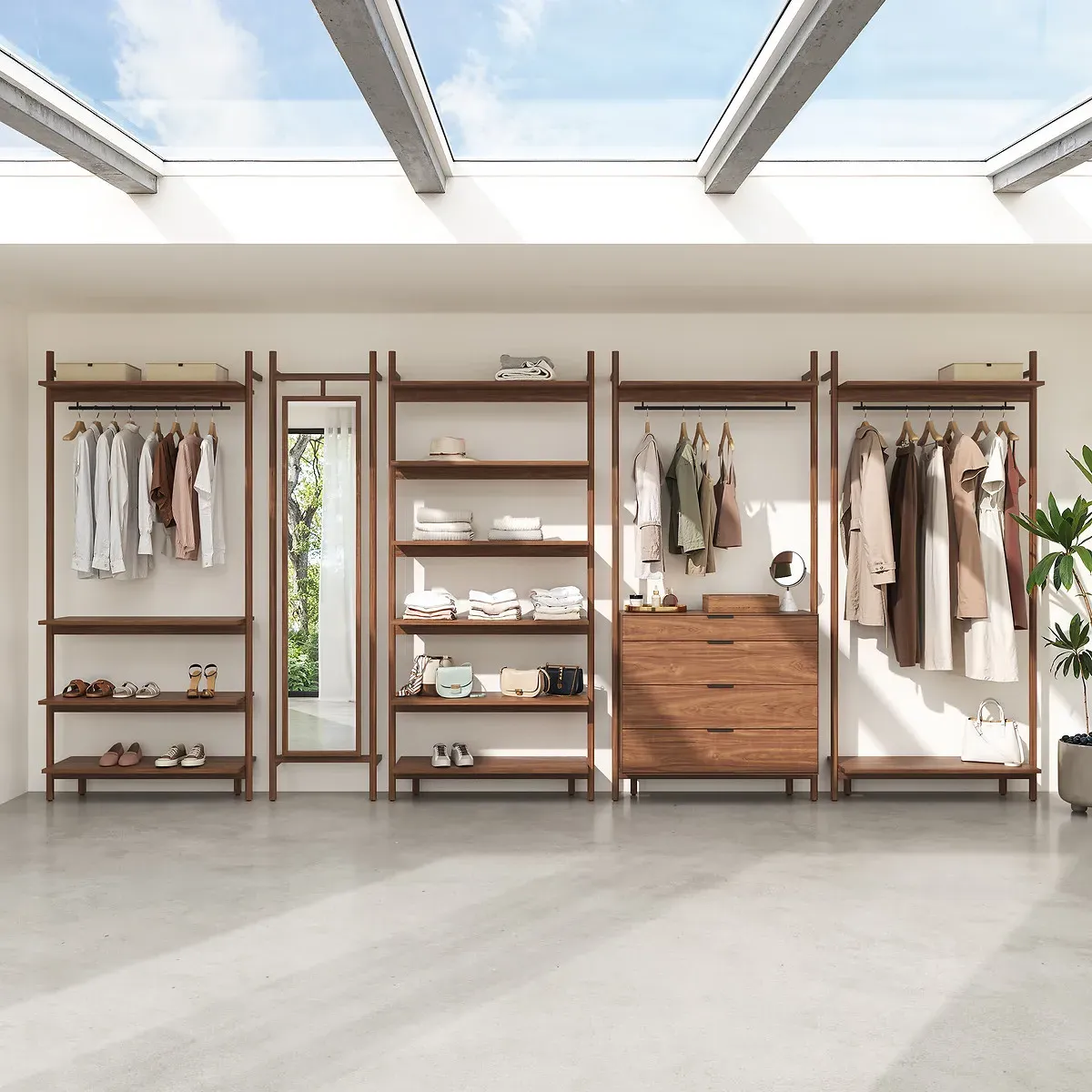 Rory Wardrobe Hanging Rail Unit - Walnut, Veneer alternate view