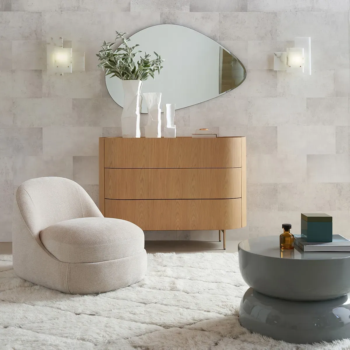 Rouva Round Coffee Table - Pale Green, Lacquered Iron alternate view