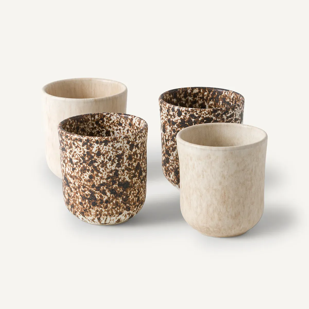 Rusty Set of 4 Handleless Cups - Beige Brown, Stoneware product