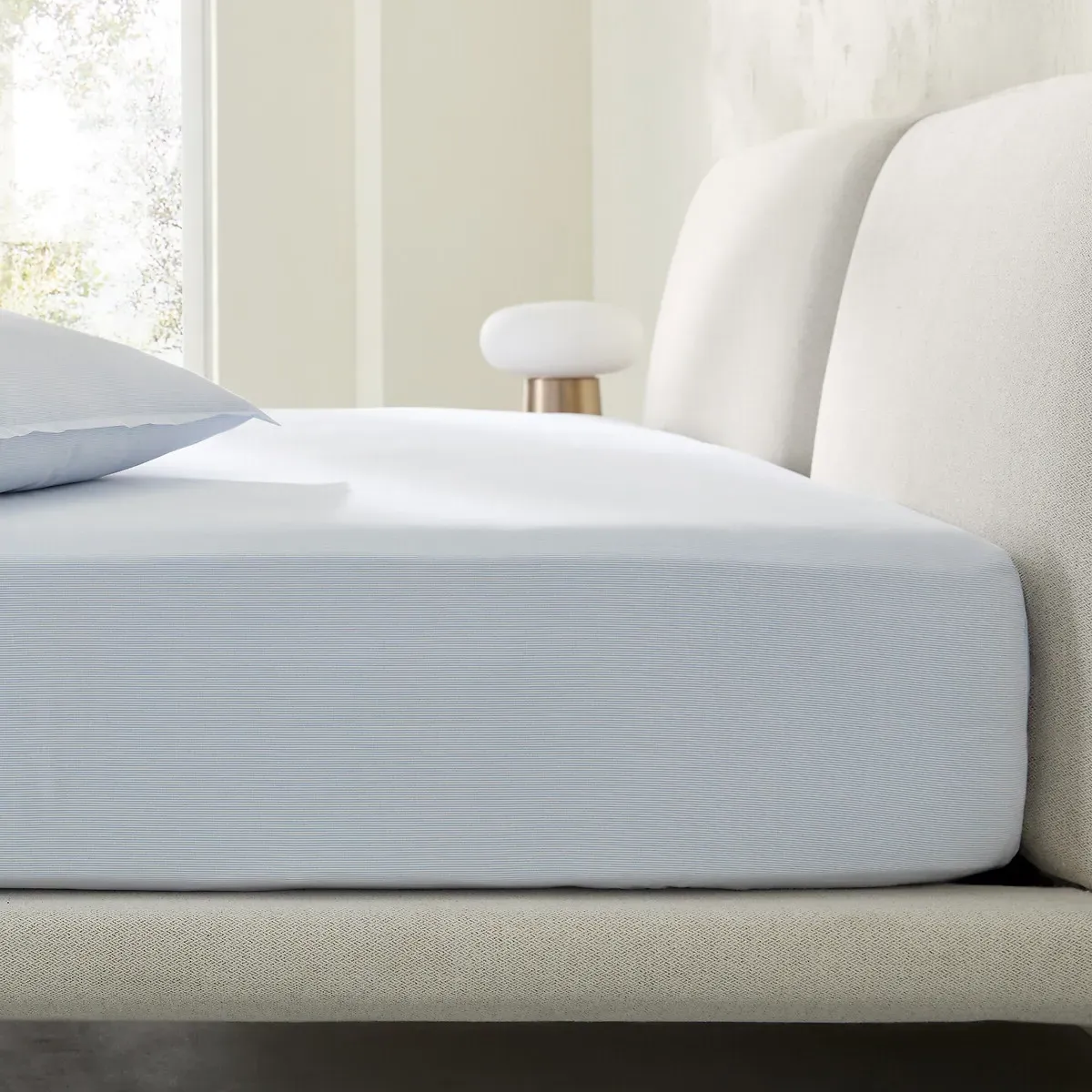 Sabbal 300 Thread Count Fitted Sheet - Blue Striped, Cotton product