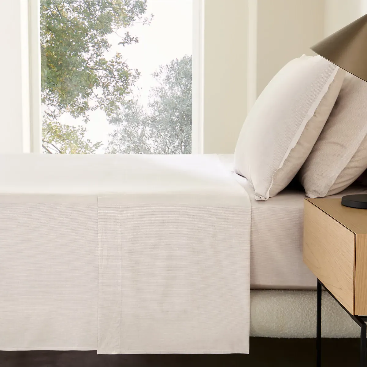 Sabbal 300 Thread Count Flat Sheet - Chestnut Stripe, Washed Cotton Percale product