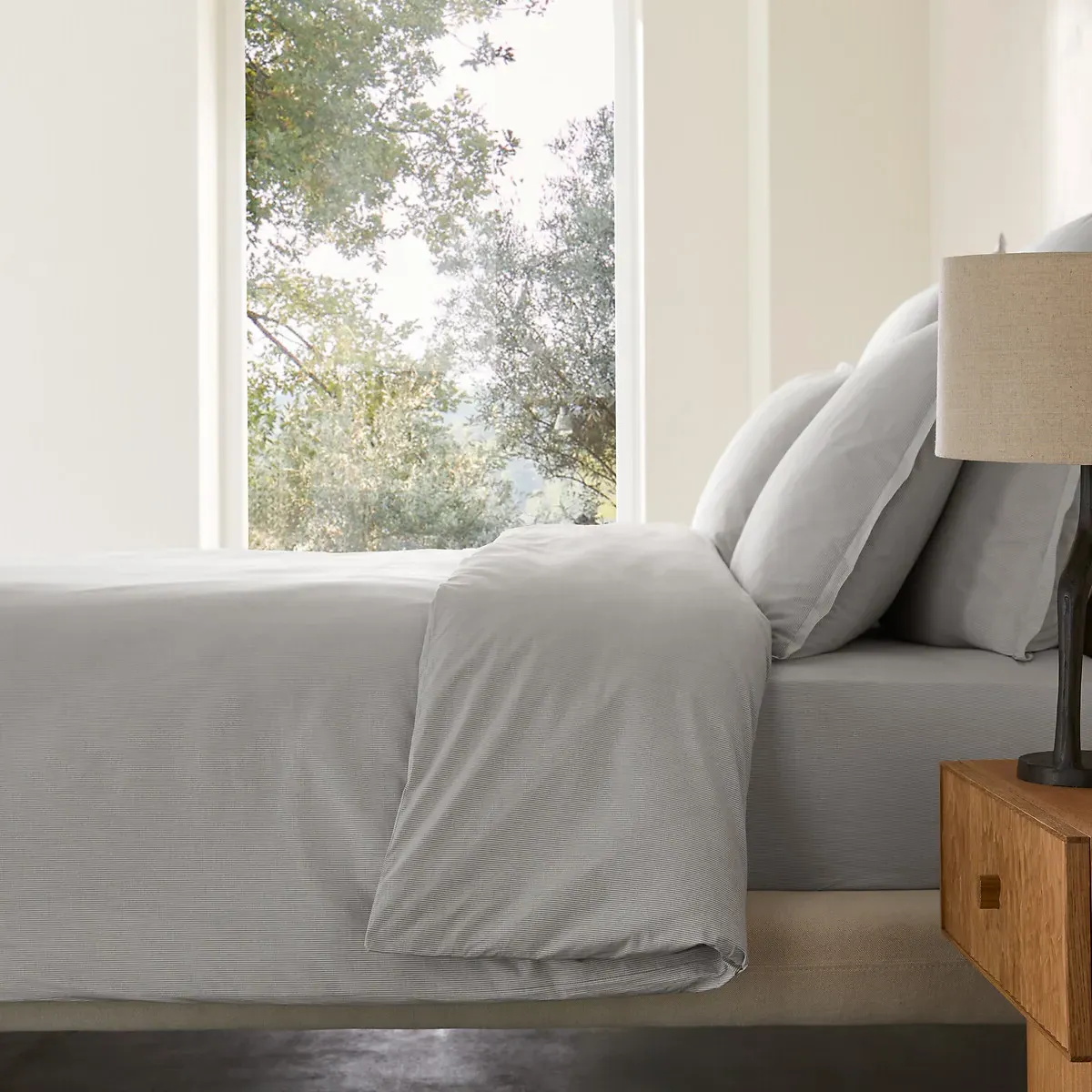 Sabbal Duvet Cover 300 Thread Count - Chestnut Stripe, Washed Cotton Percale product