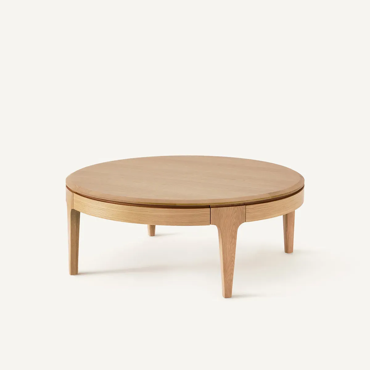Sanara Round Coffee Table with 2 Drawers - Natural Oak product