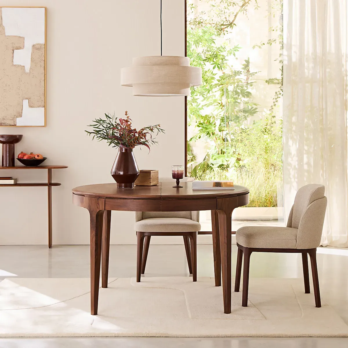 Sanara Round Extendable Dining Table - Walnut, Solid Walnut & Veneer MDF alternate view