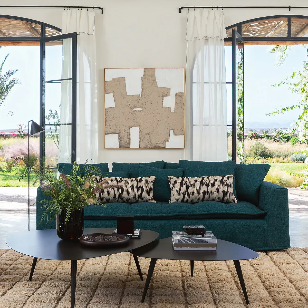 Sapia Hand-Painted Square Wall Art - Natural, Linen alternate view