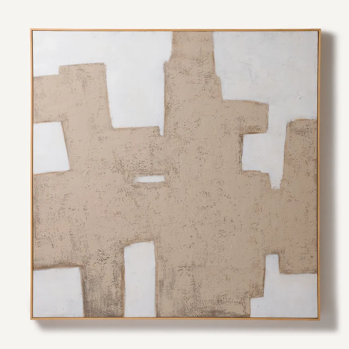 Sapia Hand-Painted Square Wall Art - Natural, Linen product
