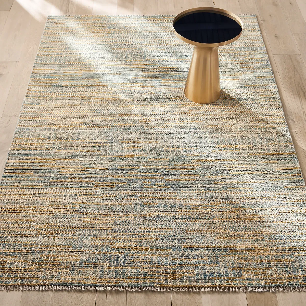 Sarini Knotted Rug - Pale Green, Wool & Sari Silk product