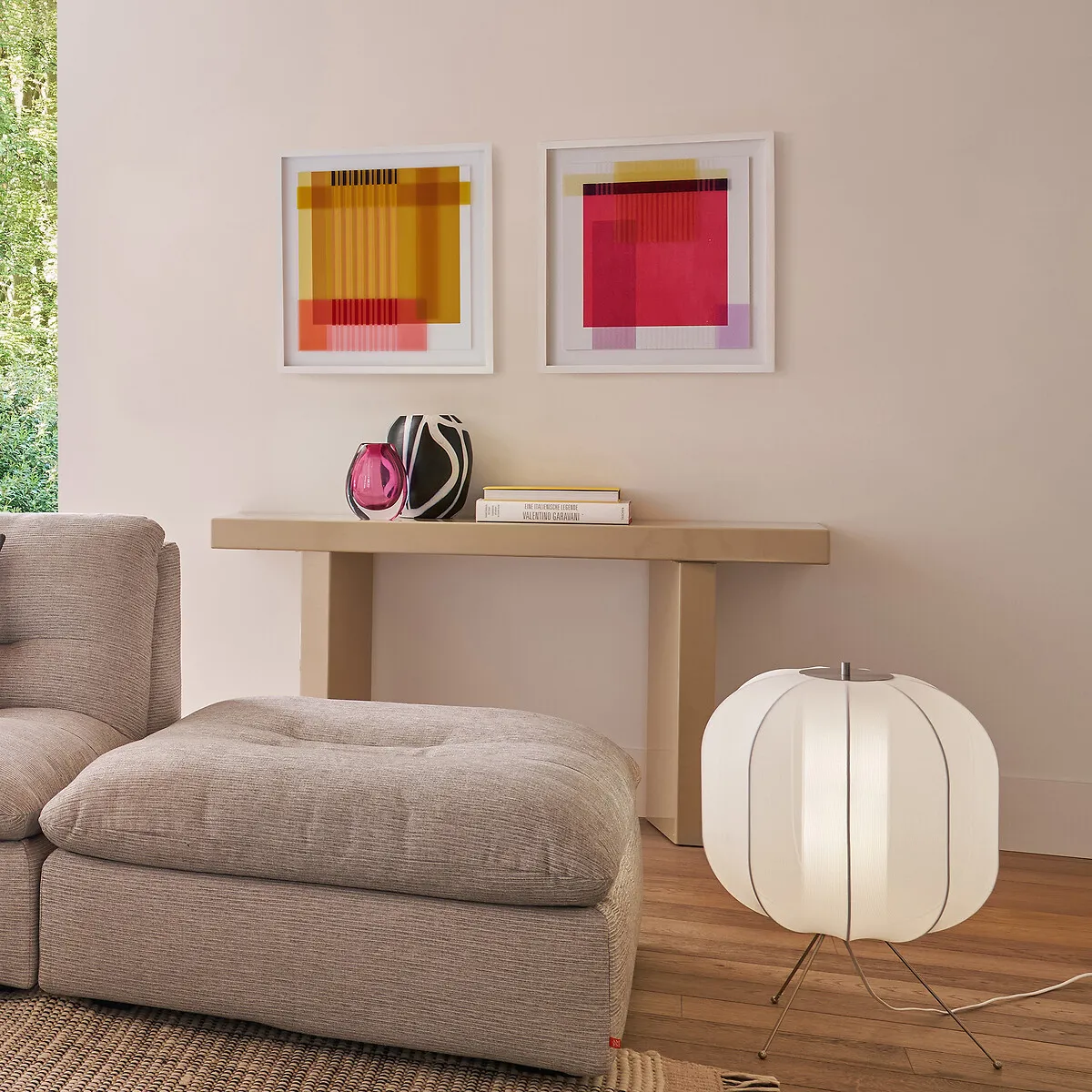 Satchi Floor Lamp with Mesh Lantern - White alternate view