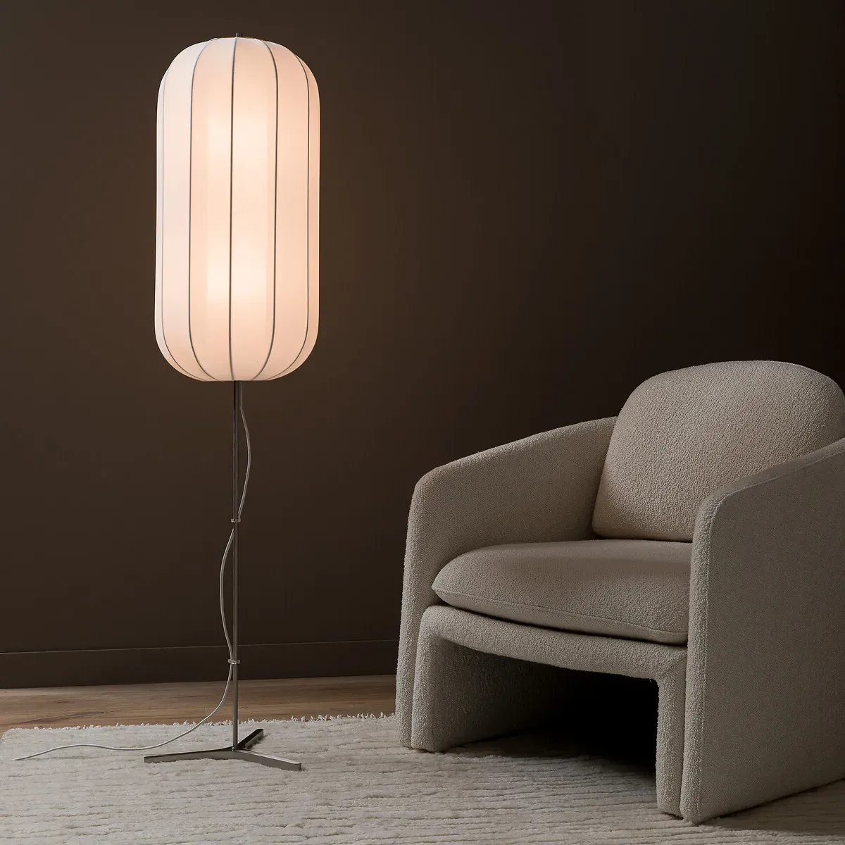Satchi Mesh Lantern Floor Lamp - Satin Nickel product