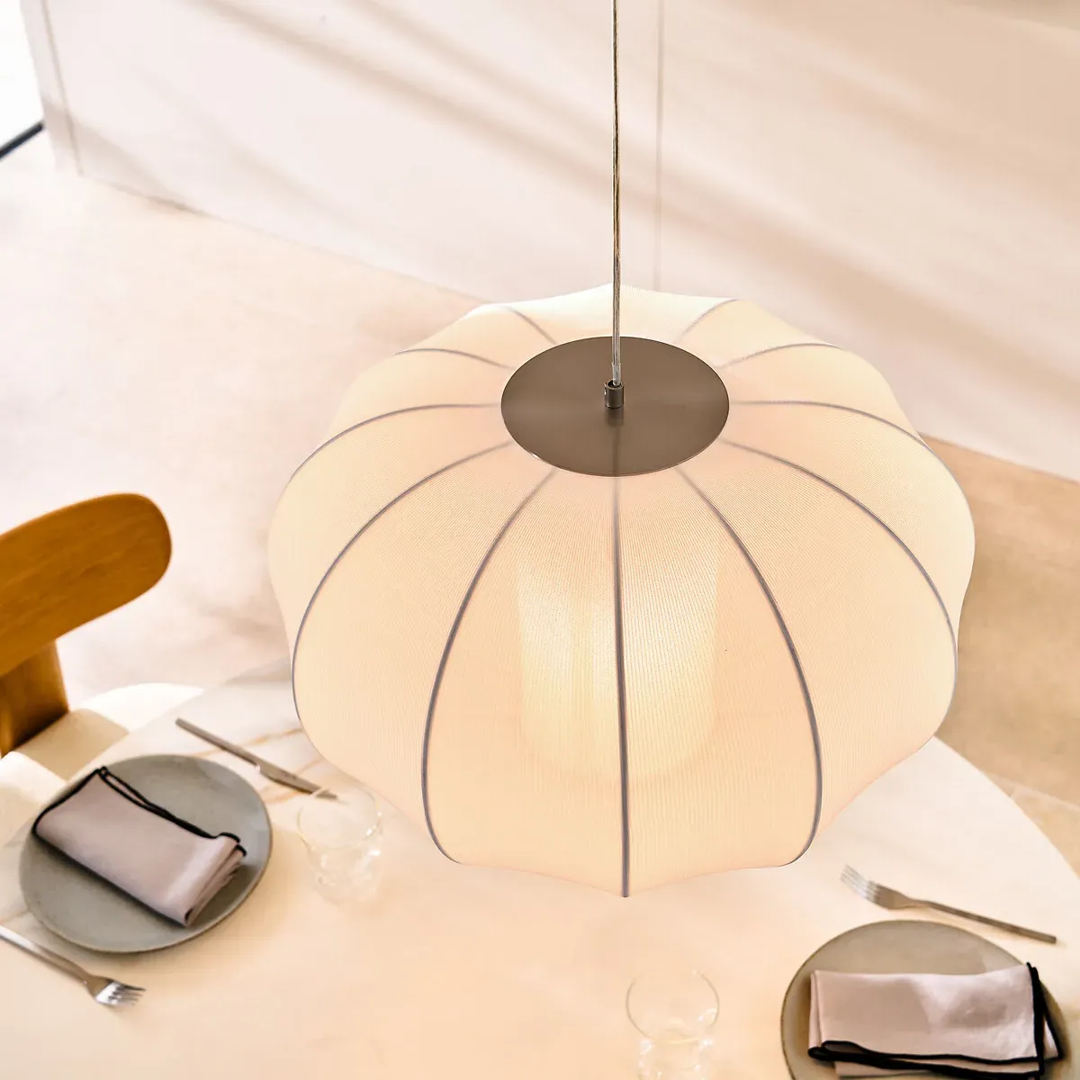 Satchi Round Ceiling Light - White, Fabric alternate view