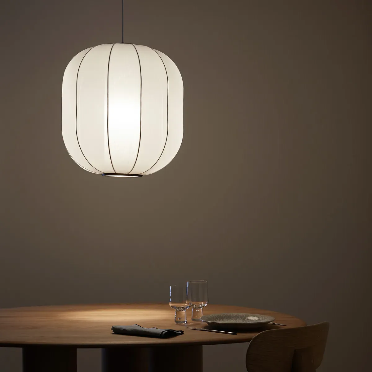 Satchi Round Mesh Ceiling Light - White, Fabric product