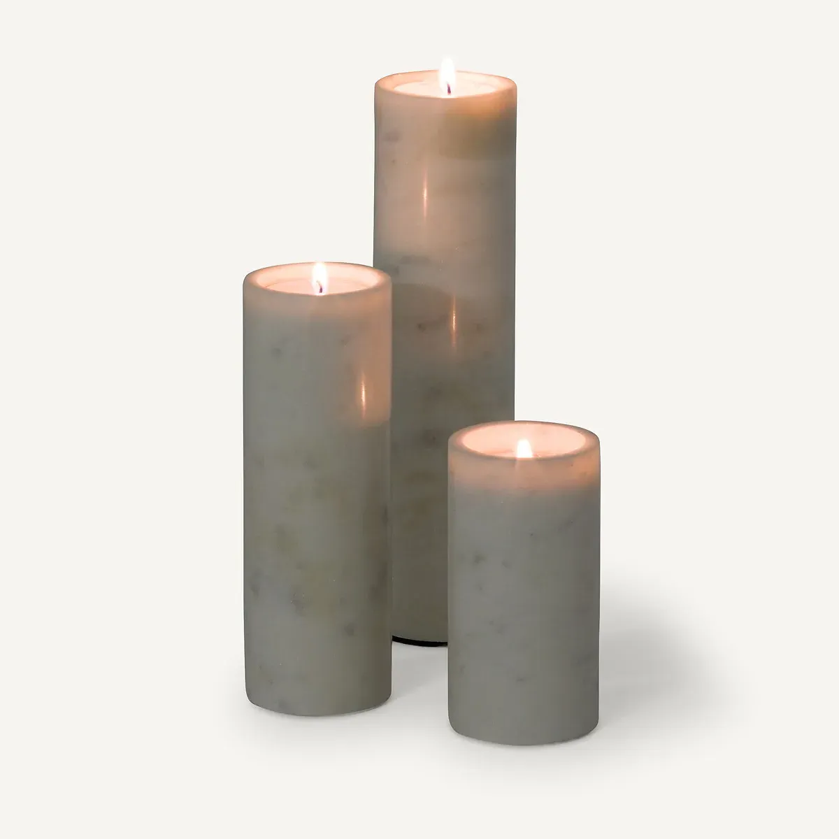 Scafi Set of 3 Candle Holders - White Marble alternate view