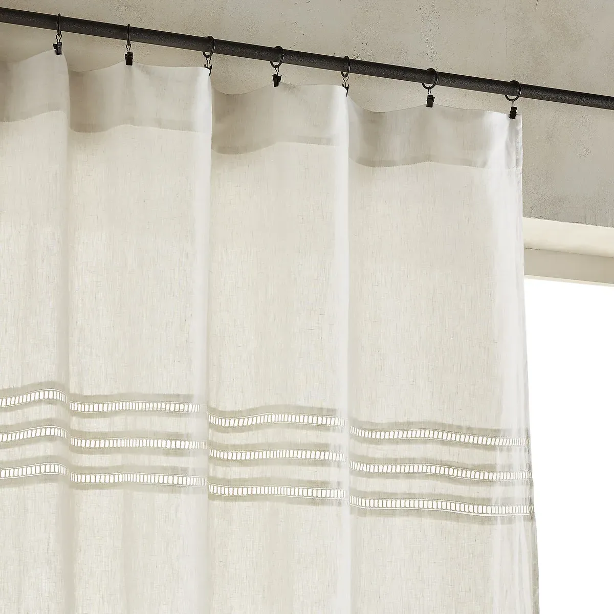 Scala Curtain Panel - White, Linen alternate view