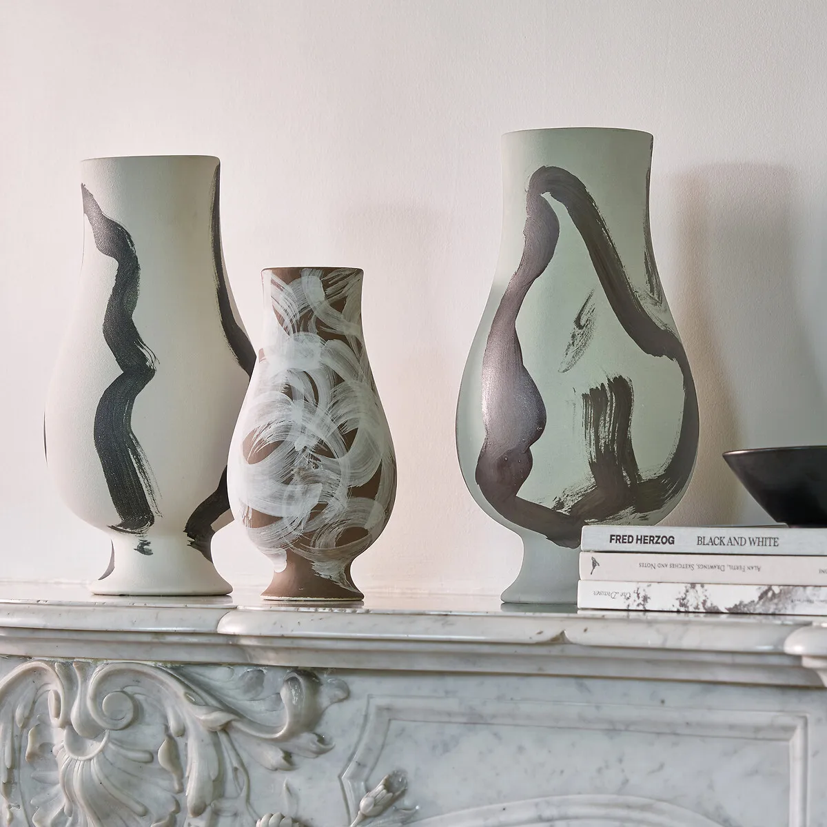 Skall Ceramic Vase H33cm - Grey-Green, Matte Ceramic alternate view