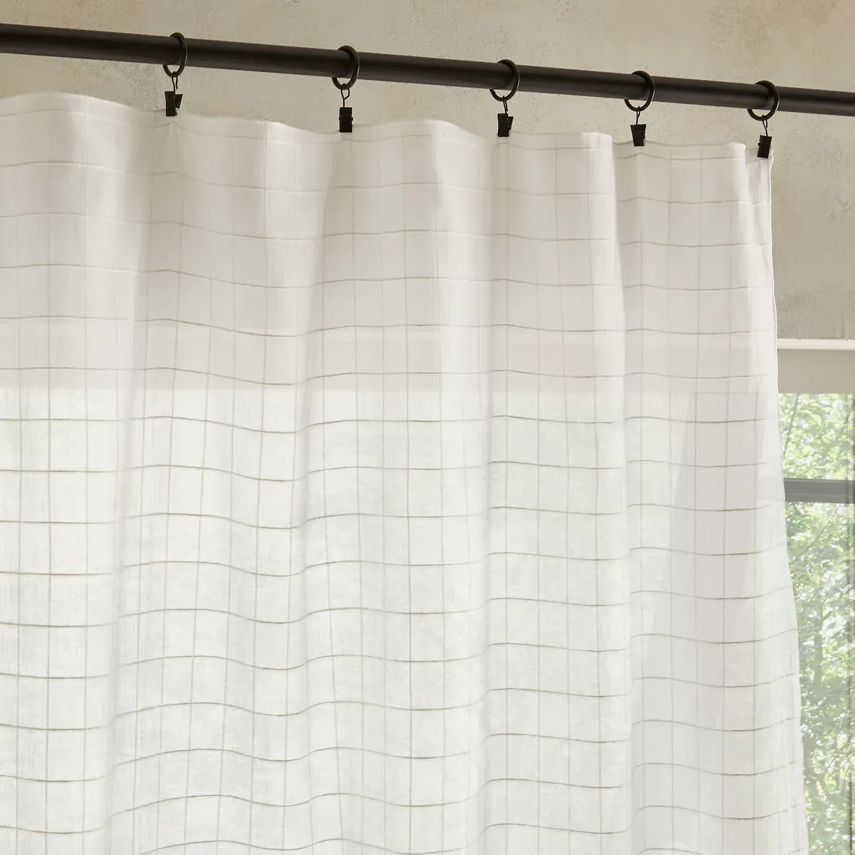 Skoum Sheer Curtain Panel - White, Organic Cotton alternate view