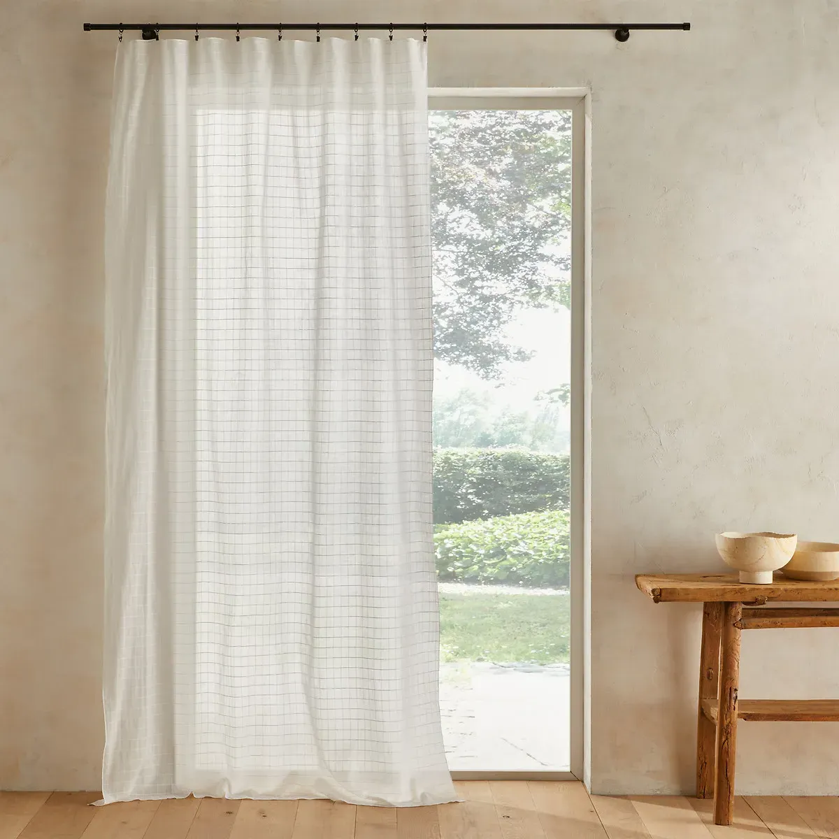 Skoum Sheer Curtain Panel - White, Organic Cotton product
