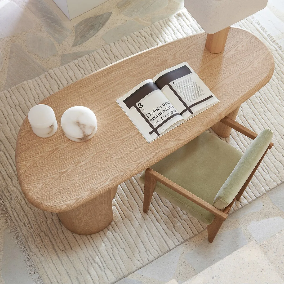 Smith Organic Shape Desk - Natural Oak, Oak Veneer alternate view