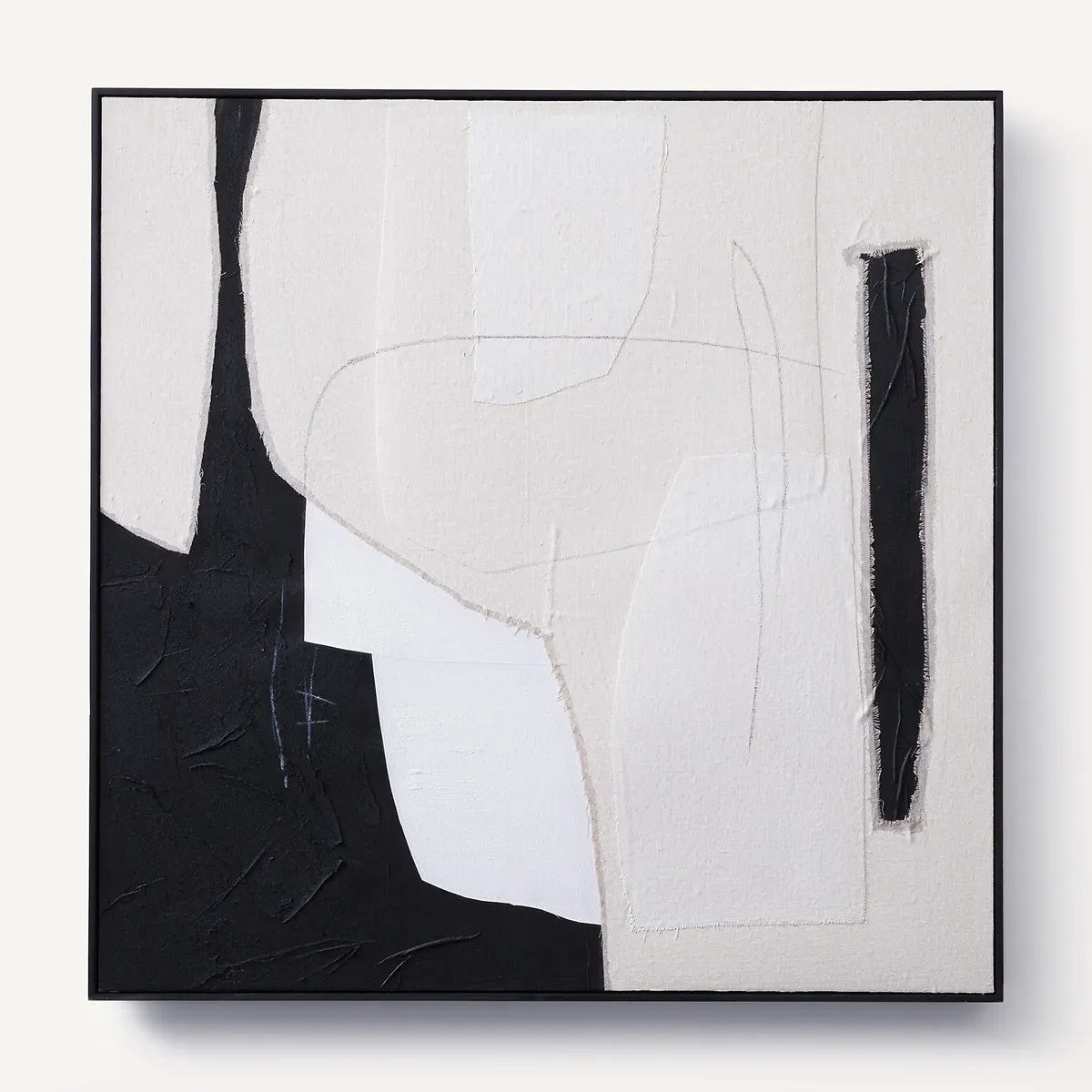 Snoh Square Fabric Collage Wall Art - Oatmeal, Linen product
