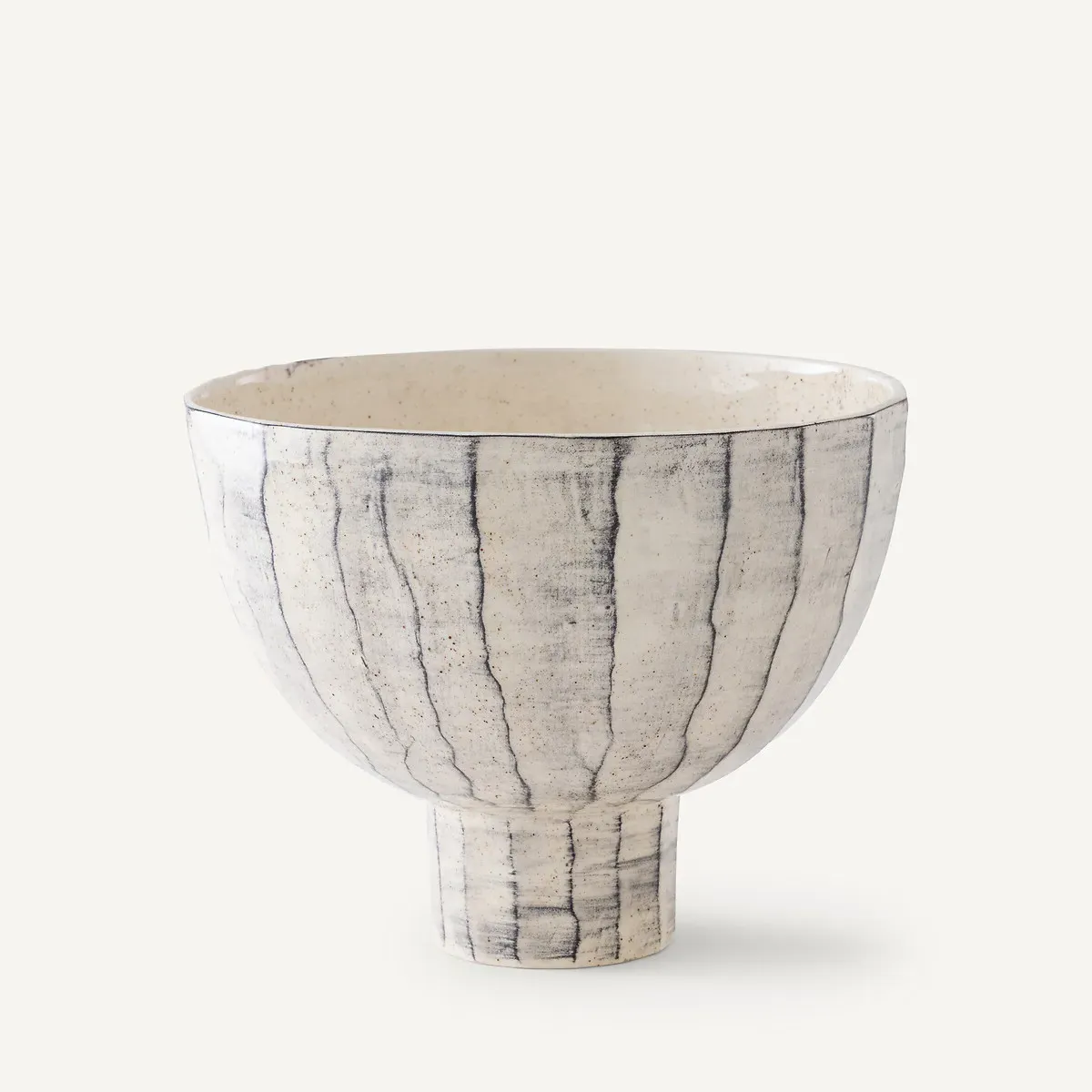 Sorilis Striped Ceramic Standing Bowl - White, Blue product