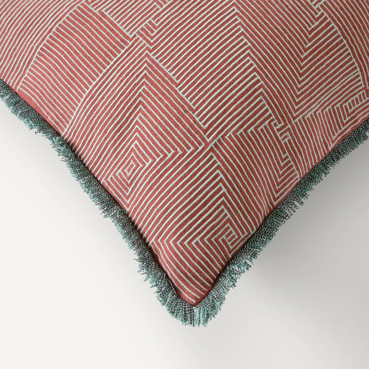 Sorine Embroidered Cushion Cover - Rust, Linen/Cotton alternate view