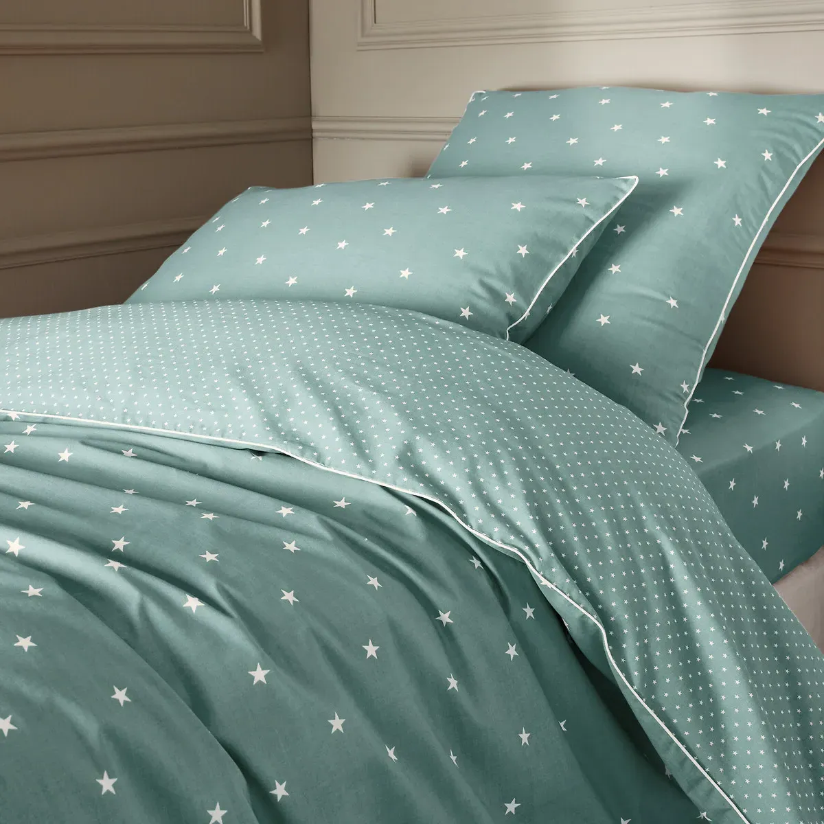 Stella Cotton Percale Duvet Cover - Celadon Blue, Cotton alternate view